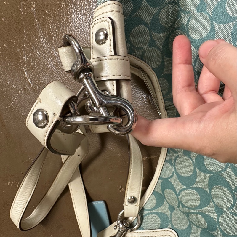 藍皮製品的Coach包,美國帶回,斜背大包!-5