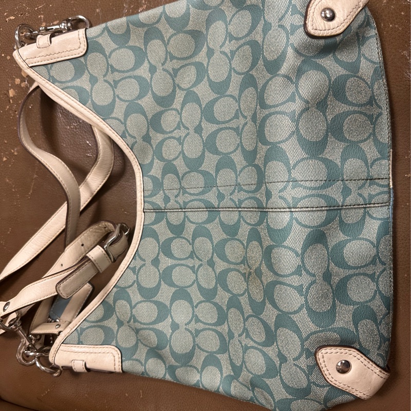 藍皮製品的Coach包,美國帶回,斜背大包!-8