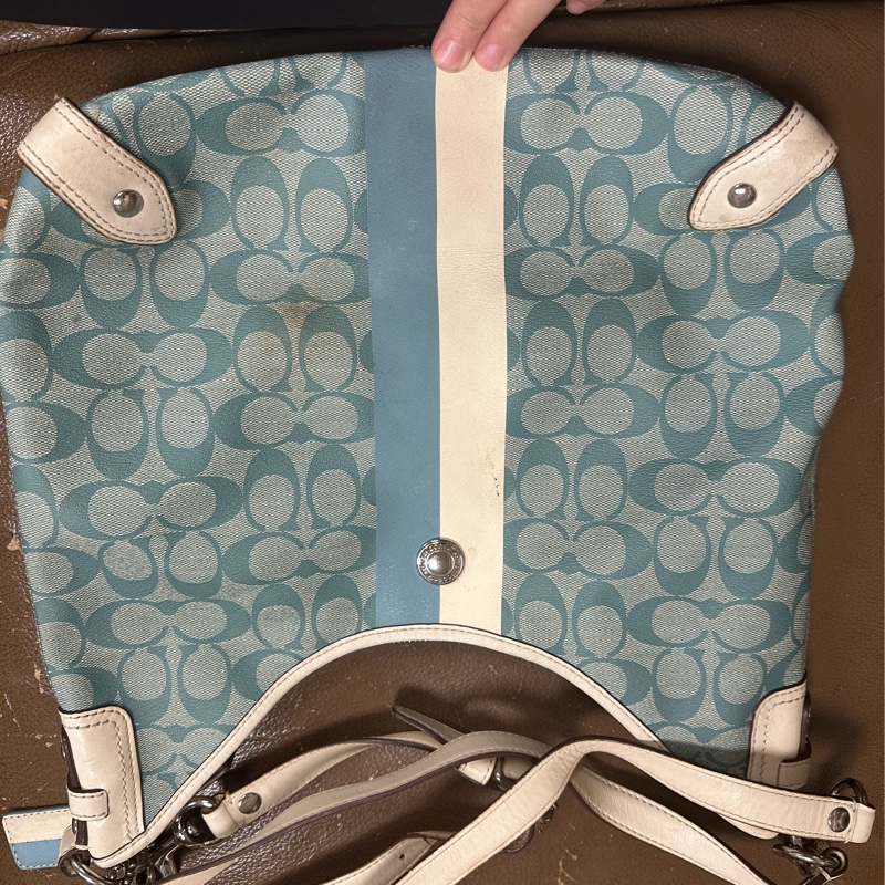藍皮製品的Coach包,美國帶回,斜背大包!-9