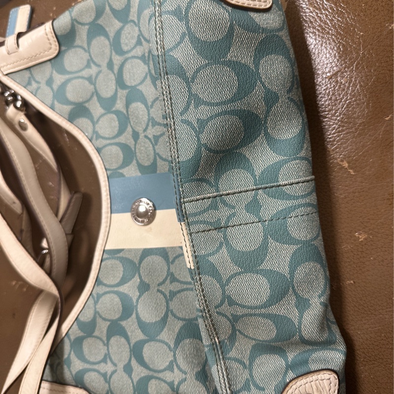 藍皮製品的Coach包,美國帶回,斜背大包!-10