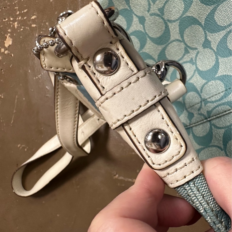 藍皮製品的Coach包,美國帶回,斜背大包!-13