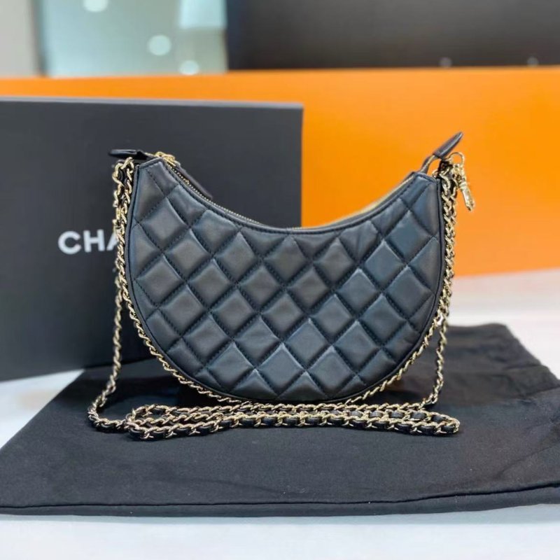 chanel 23P月亮包黑金小號芯片款21*15cm 99新 配件塵袋-5