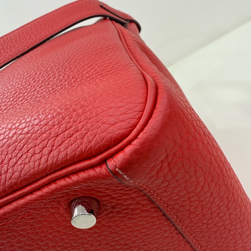 愛馬仕Hermes Lindy30 红色 TC皮 銀扣 X刻-11