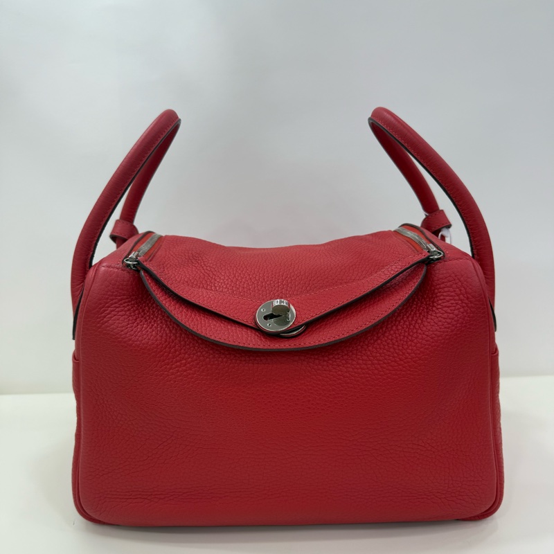 愛馬仕Hermes Lindy30 红色 TC皮 銀扣 X刻-1