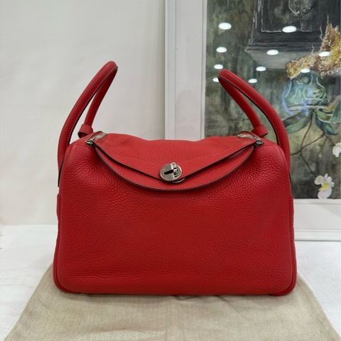 愛馬仕Hermes Lindy30 红色 TC皮 銀扣 X刻