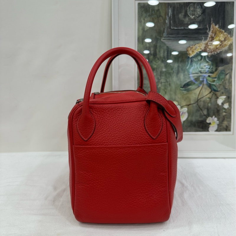 愛馬仕Hermes Lindy30 红色 TC皮 銀扣 X刻-3