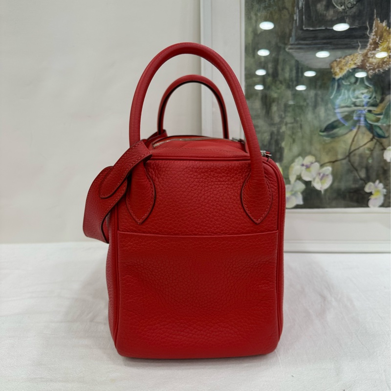 愛馬仕Hermes Lindy30 红色 TC皮 銀扣 X刻-4