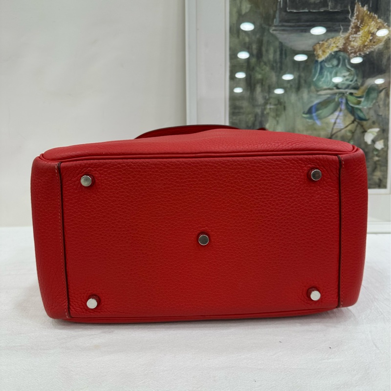 愛馬仕Hermes Lindy30 红色 TC皮 銀扣 X刻-5