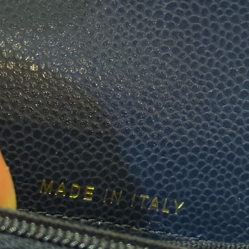 Chanel 小卡包 荔枝皮深藍淡金色logo-52