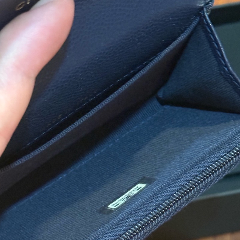 Chanel 小卡包 荔枝皮深藍淡金色logo-56