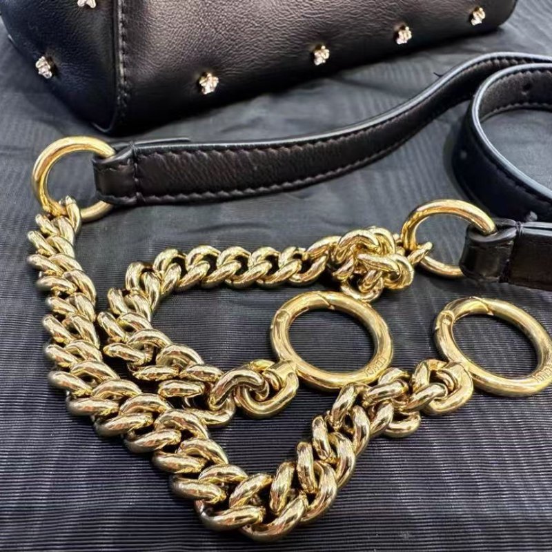 Fendi peekaboo 滿天星小貓包 黑色金扣小號 19*16 98新配件塵袋-4