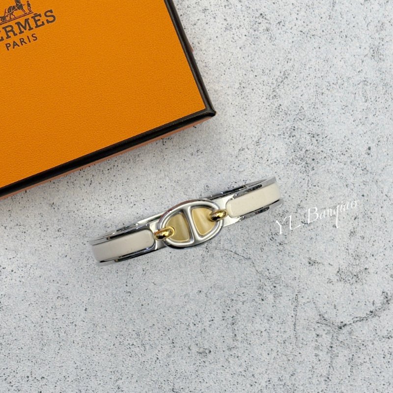 HERMES Chaine dAncre白琺瑯豬鼻手環-0