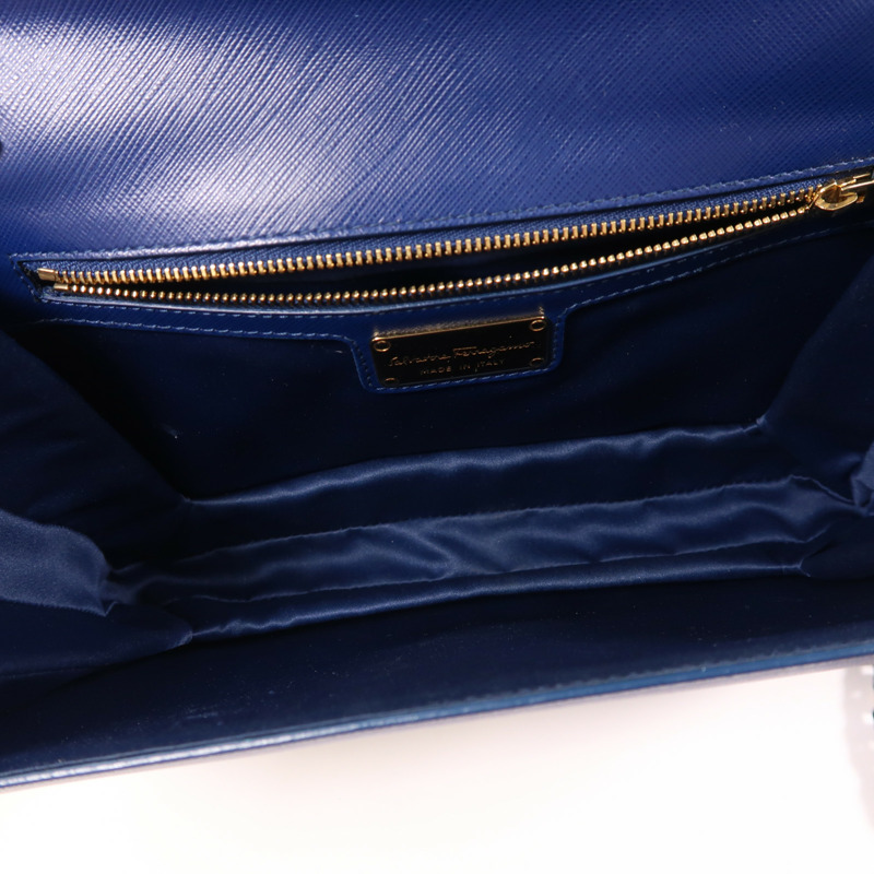 Salvatore Ferragamo 牛皮皮革Chain Shoulder金扣鏈帶肩背袋-4