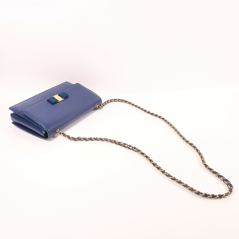 Salvatore Ferragamo 牛皮皮革Chain Shoulder金扣鏈帶肩背袋-7