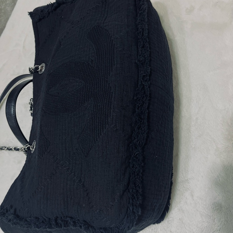 Chanel 中型 Deauville #流蘇帆布購物包沙灘包 ～可手提和肩背兩用（黑色）-14