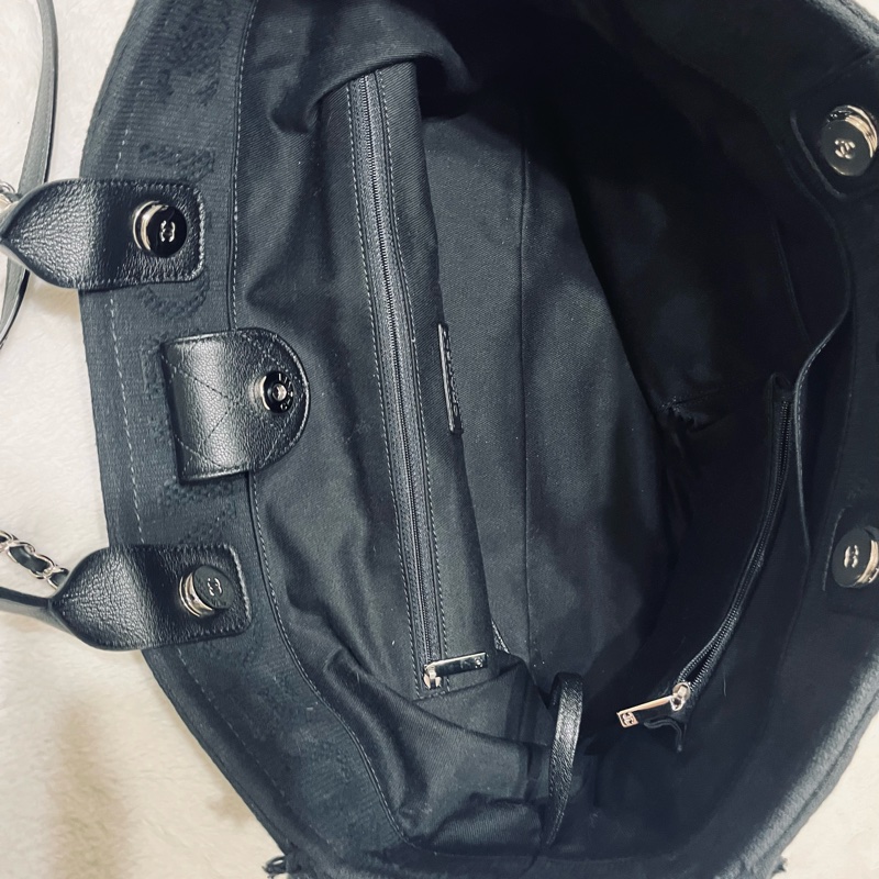 Chanel 中型 Deauville #流蘇帆布購物包沙灘包 ～可手提和肩背兩用（黑色）-26