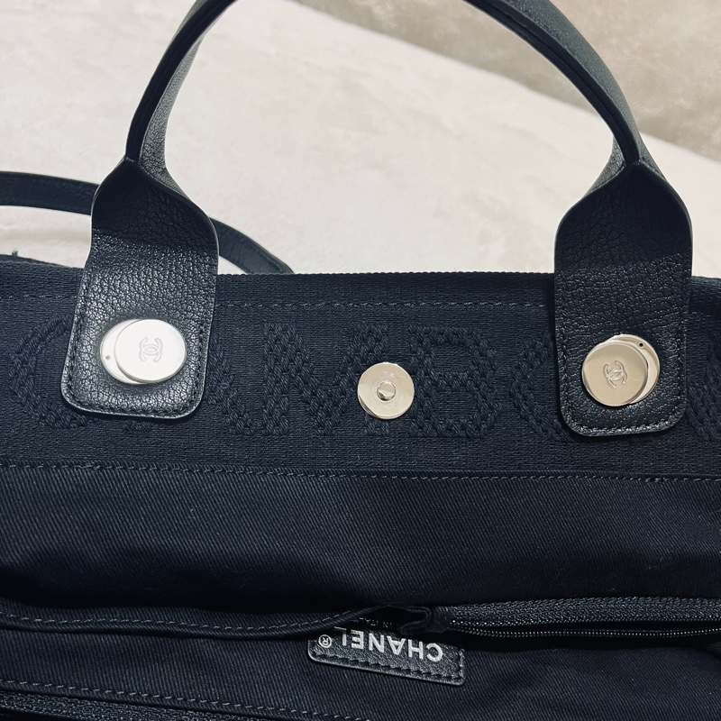 Chanel 中型 Deauville #流蘇帆布購物包沙灘包 ～可手提和肩背兩用（黑色）-29