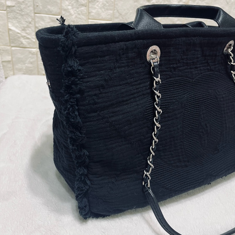 Chanel 中型 Deauville #流蘇帆布購物包沙灘包 ～可手提和肩背兩用（黑色）-41