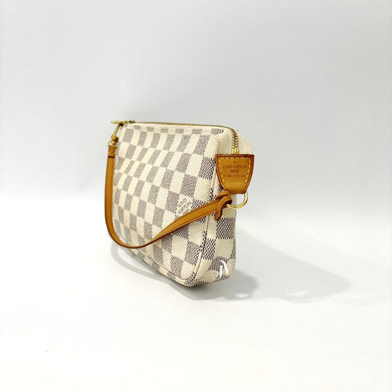 LV白色棋盤格大麻將包-3