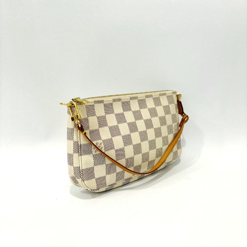 LV白色棋盤格大麻將包-4