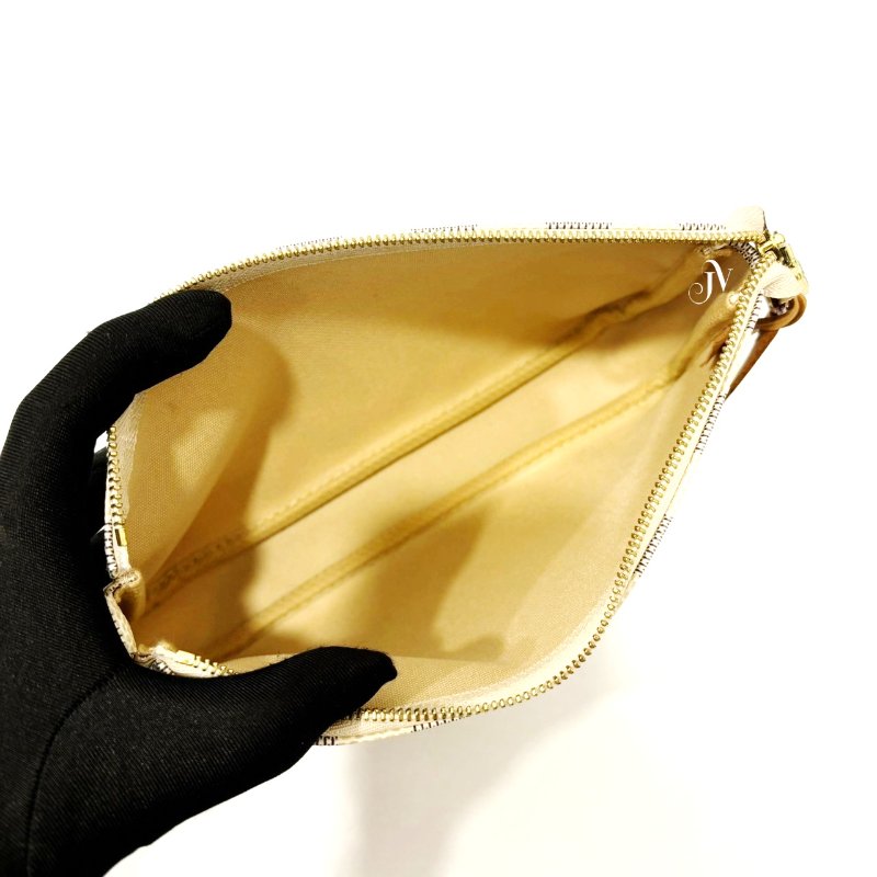 LV白色棋盤格大麻將包-5