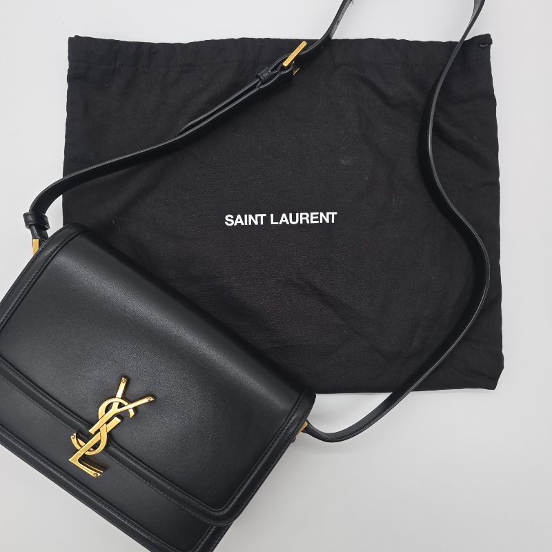 立省5萬🔥Saint Laurent Solferino 中型斜背包|黑金光面小牛皮|超有氣質-0