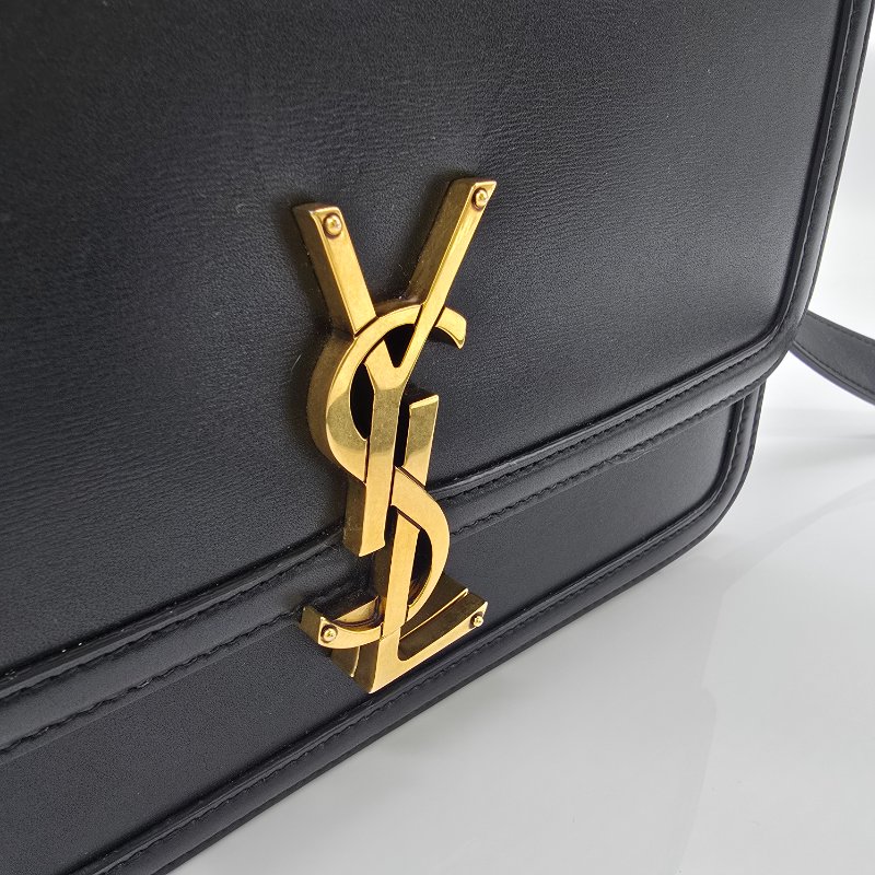 立省5萬🔥Saint Laurent Solferino 中型斜背包|黑金光面小牛皮|超有氣質-10