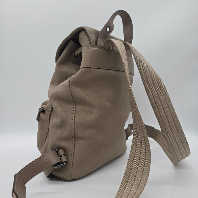 LongChamp 3D 灰褐色 大容量 全牛皮 雙肩包 書包 電腦包-3