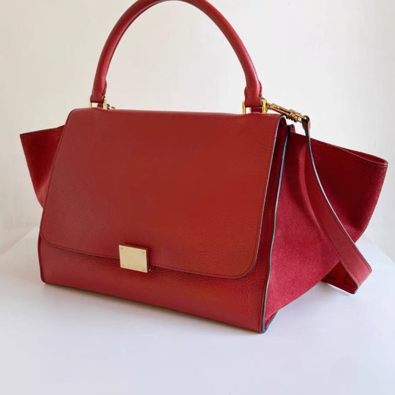 celine 紅色金扣trapeze中號斜背包 婚包 30*25*15,98新 配件塵袋-5