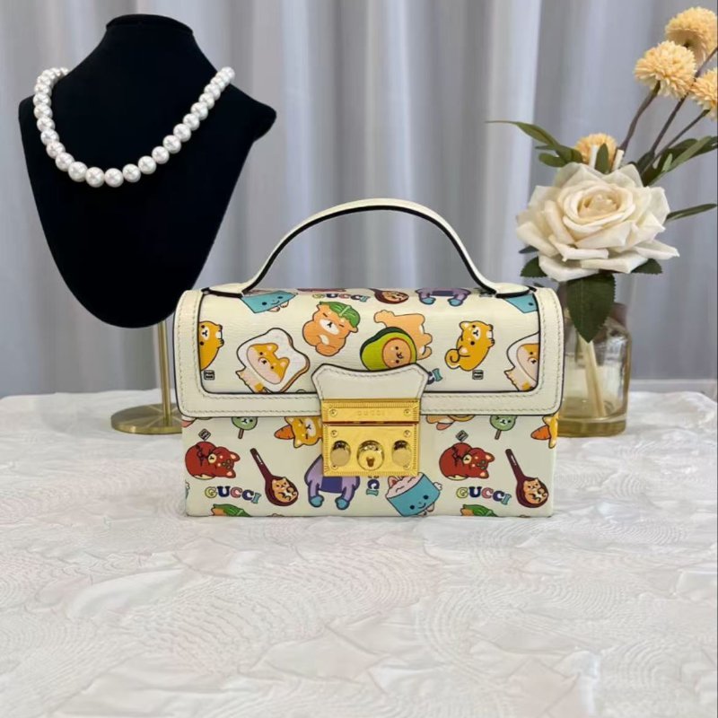 Gucci Padlock 卡通印花手提斜背包 18*10*5 99新 配件塵袋-0