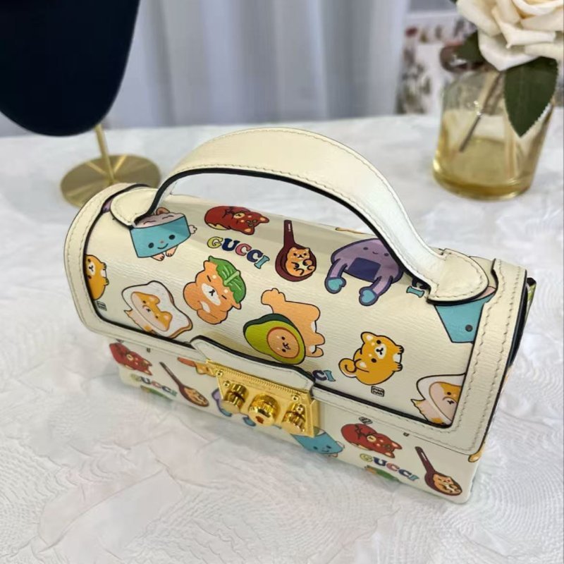 Gucci Padlock 卡通印花手提斜背包 18*10*5 99新 配件塵袋-3