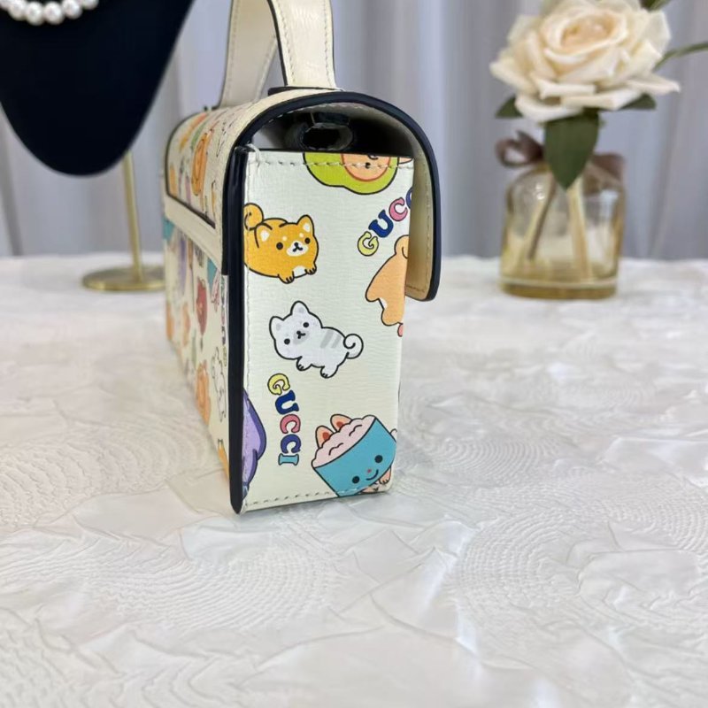 Gucci Padlock 卡通印花手提斜背包 18*10*5 99新 配件塵袋-5