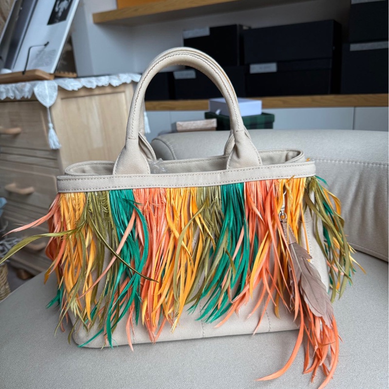 Prada 羽毛彩色沙灘包-0