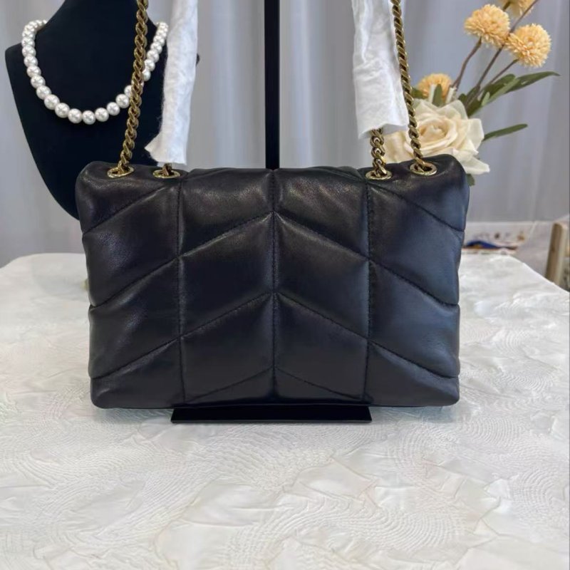 YSL LOULOU PUFFER 黑金羊皮mini雲朵包23*15.5*8.5 99新配件塵袋-1