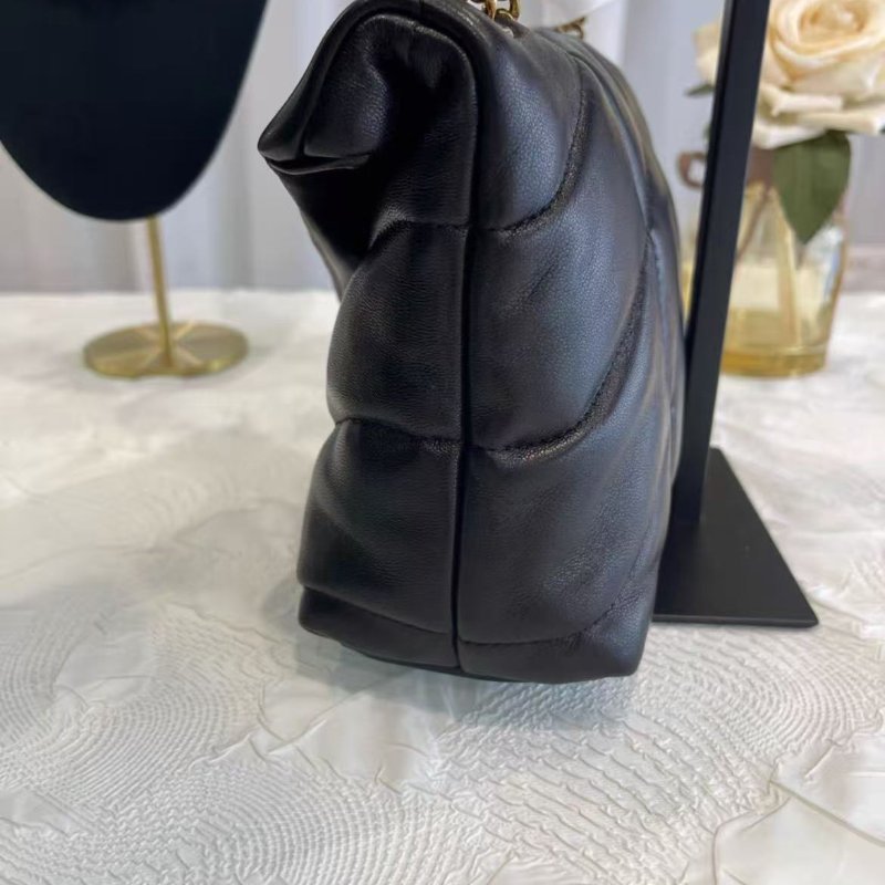 YSL LOULOU PUFFER 黑金羊皮mini雲朵包23*15.5*8.5 99新配件塵袋-5