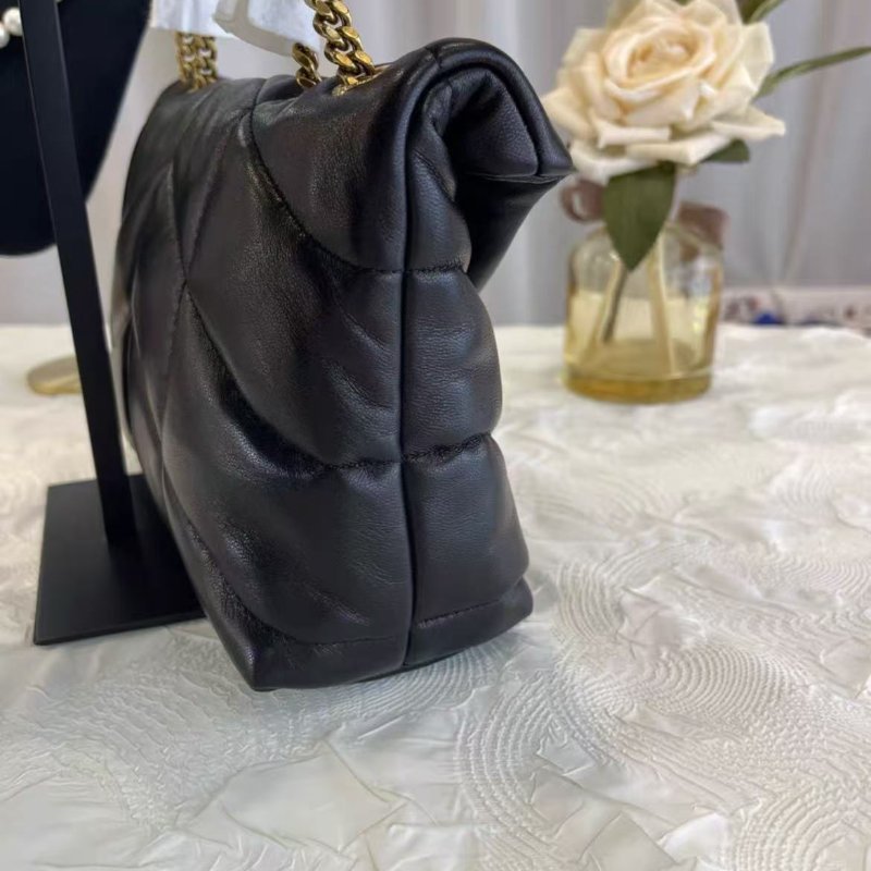 YSL LOULOU PUFFER 黑金羊皮mini雲朵包23*15.5*8.5 99新配件塵袋-6