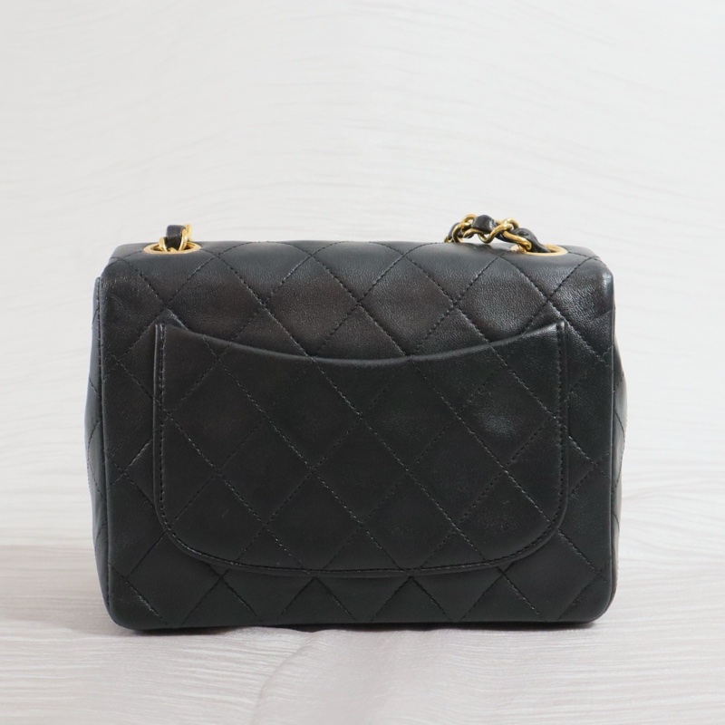 Chanel香奈兒黑金老香羊皮方胖18cm-3