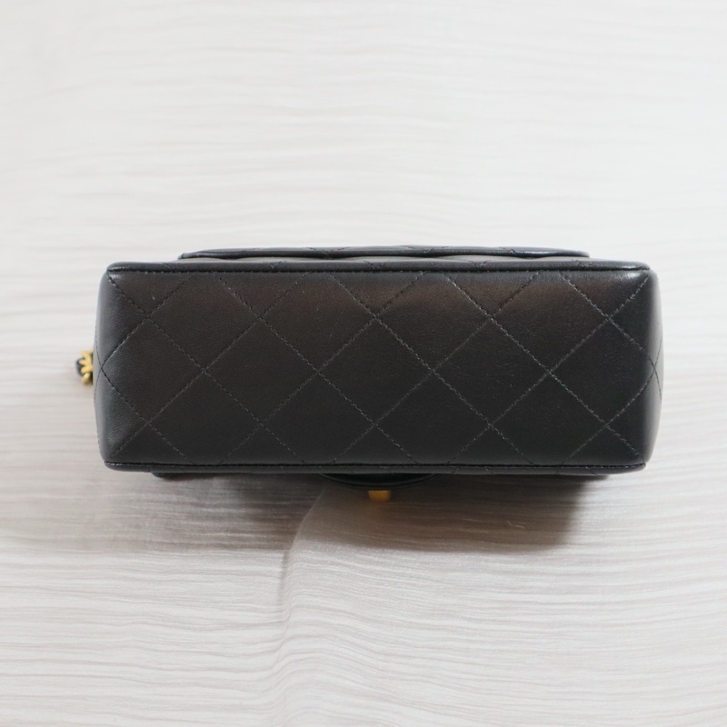 Chanel香奈兒黑金老香羊皮方胖18cm-4