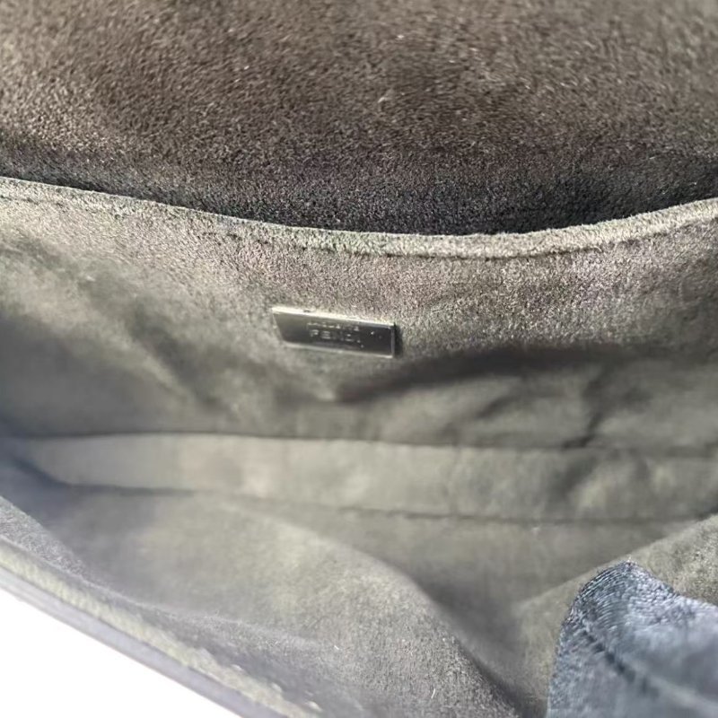 Fendi Baguette 酒紅拚白色牛皮 雙子星斜背包18*6*11 99新配件塵袋-2