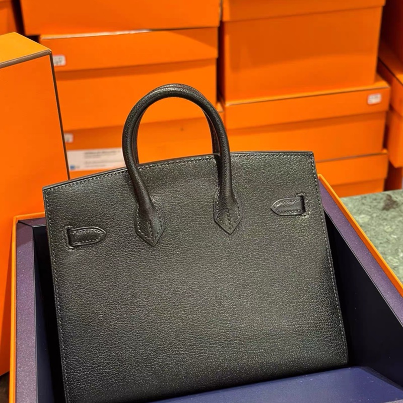 全套購證藍盒子💓 愛馬仕birkin 20 黑銀 徽章 山羊皮 全新全套 k刻-2