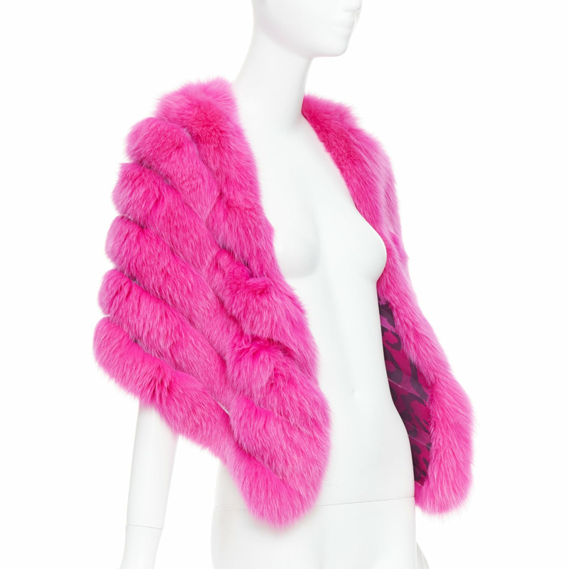 rare CHRISTIAN DIOR John Galliano 2005 Vintage pink fur leopard silk panels shawl-2
