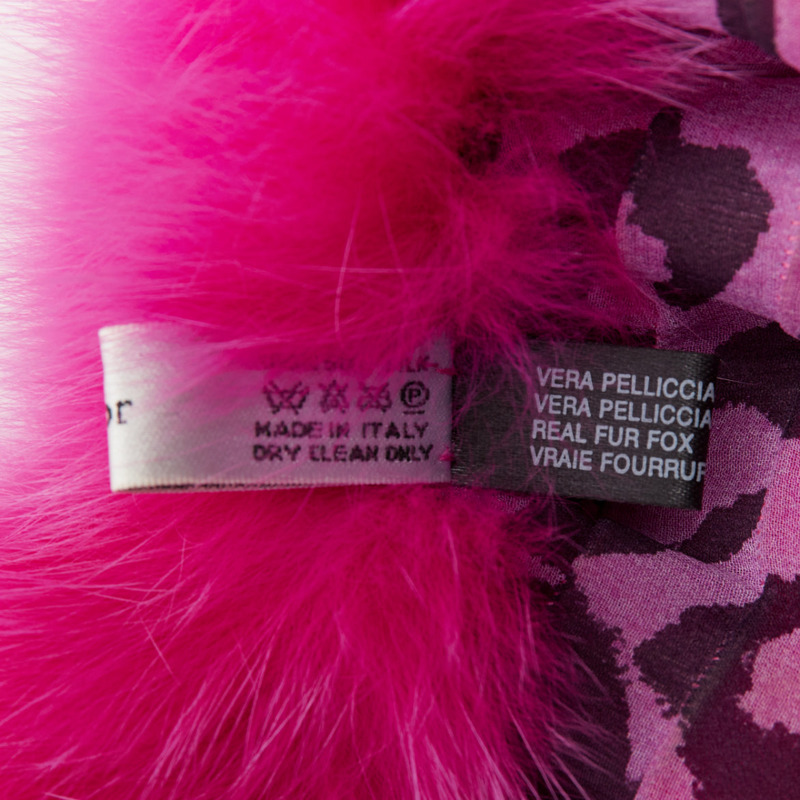 rare CHRISTIAN DIOR John Galliano 2005 Vintage pink fur leopard silk panels shawl-7