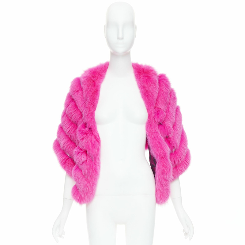 rare CHRISTIAN DIOR John Galliano 2005 Vintage pink fur leopard silk panels shawl-9