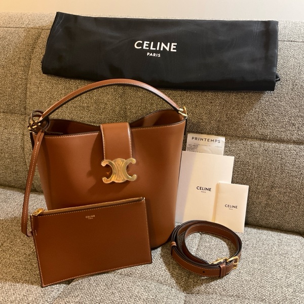 🥰CELINE LOUISE BUCKET 中號光滑小牛皮水桶包❤️-6