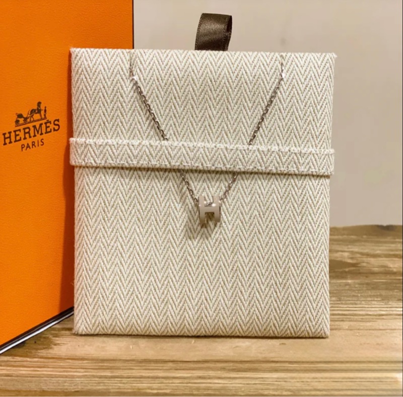 Hermes 迷你h灰銀項鍊-0