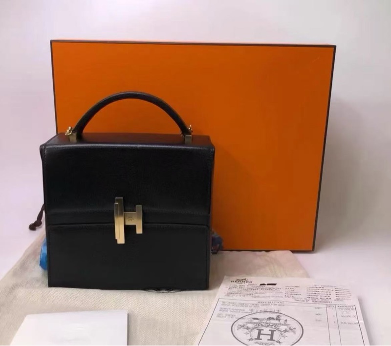 ✨HERMES 黑金 cinhetic秀款手提肩背斜背鏈條包18.5*18 全新閒置配件塵袋盒子-1