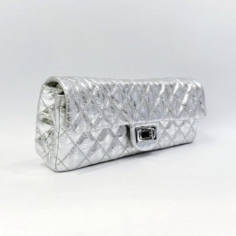 CHANEL銀色2.55銀扣長形下蓋鍊包-2