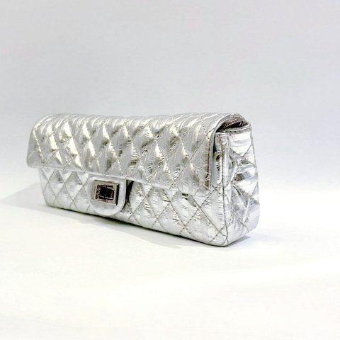 CHANEL銀色2.55銀扣長形下蓋鍊包-3