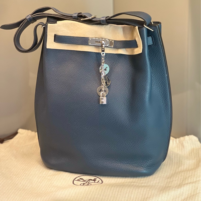 【贈原廠Charm】 已停產愛馬仕Hermès So kelly 26 孔雀藍TOGO單肩/斜揹雙用-0