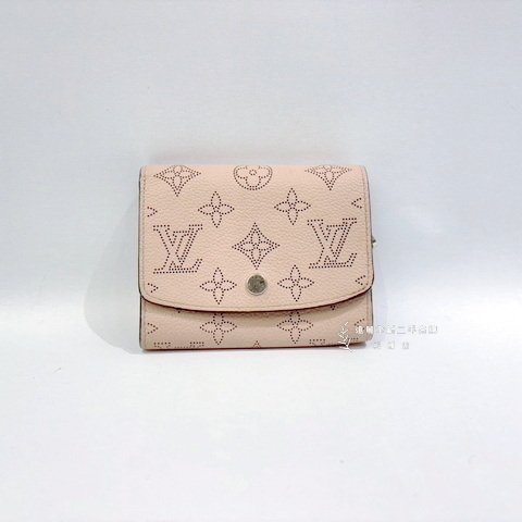 LV Mahina粉牛皮雷射洞洞兩折短夾M62541-1